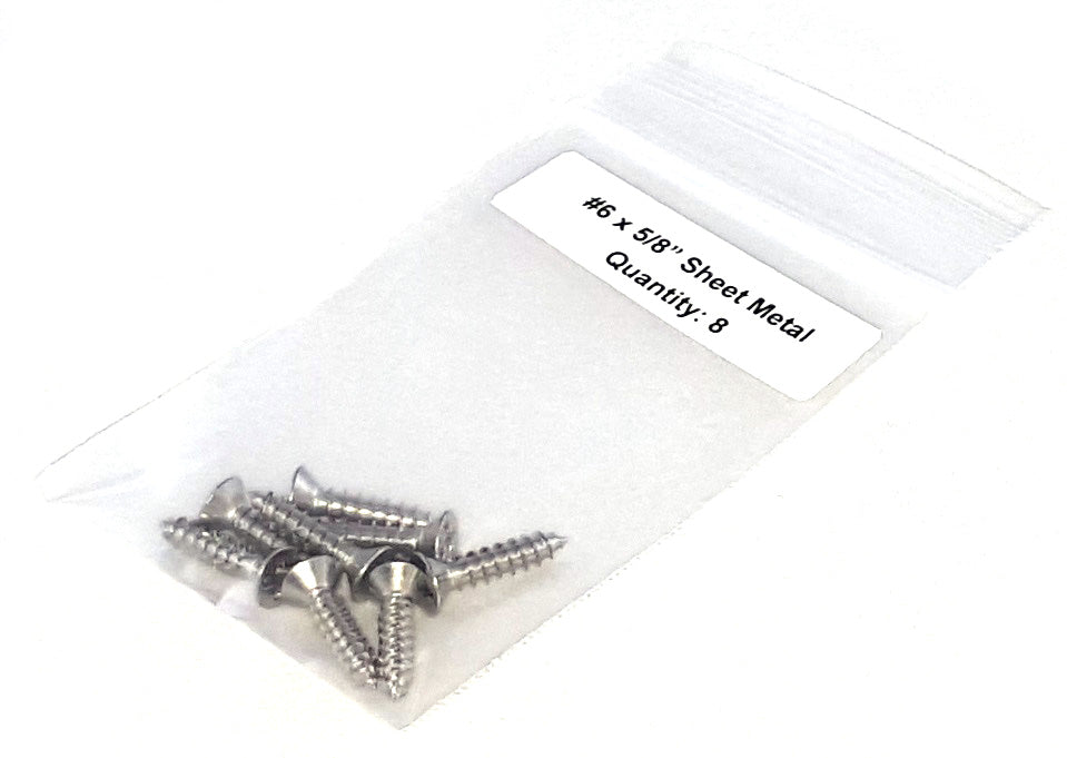#6 x 5/8" Flat Head Sheet Metal Screws (pack of 8)