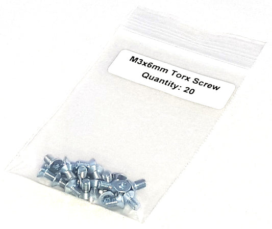 M3x6 Flat Head Machine Screws, Torx Drive (pack of 20)